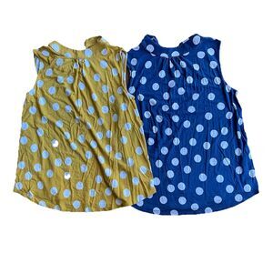 Boden Thomasina High Neck Tank Size 4 & 6 Goldenrod Mustard And Blue LOT OF 2